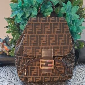 SOLD Fendi Vintage Monogram Brown Backpack